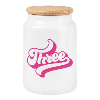 Three 3rd Birthday For Girls 3 Years Old - Cookie Jar with Wooden Lid - white - Front
