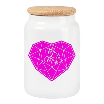 M. & Mme Mariage Fiançailles Demande en mariage Amour - Boîte à biscuits avec couvercle en bois - blanc - Devant