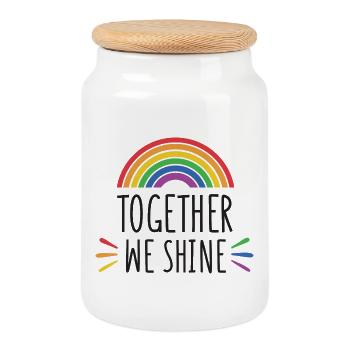 Pride Month - Gemeinsam glänzen wir - Keksdose mit Holzdeckel - Weiß - Vorne
