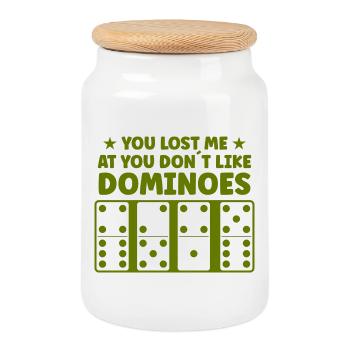 Domino Design - Keksdose mit Holzdeckel - Weiß - Vorne