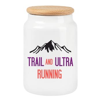 Trail et Ultra Running - Boîte à biscuits avec couvercle en bois - blanc - Devant