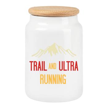 Trail and Ultra Running - Cookie Jar with Wooden Lid - white - Front