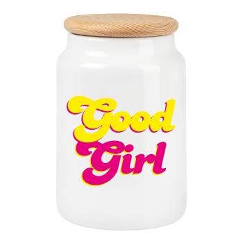 Good Girl Retro Pink Energy Girl Power Vibes - Cookie Jar with Wooden Lid - white - Front