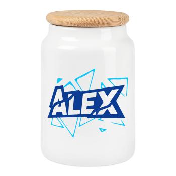 Alex - Boîte à biscuits avec couvercle en bois - blanc - Devant
