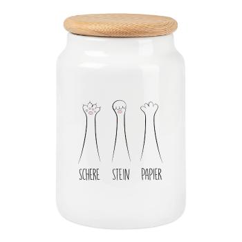 Schere Stein Papier - Keksdose mit Holzdeckel - Weiß - Vorne
