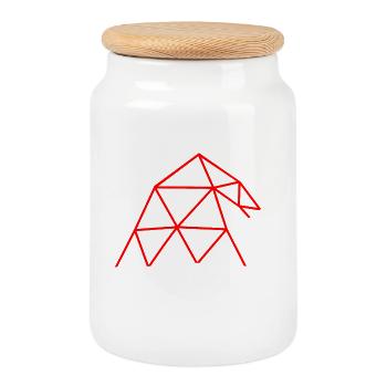 Chapeau de Noël - Lignes géométriques - Boîte à biscuits avec couvercle en bois - blanc - Devant