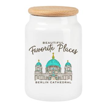Cathédrale de Berlin, Beaux endroits préférés, Allemagne - Boîte à biscuits avec couvercle en bois - blanc - Devant