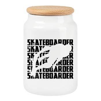 Skateboarder - Keksdose mit Holzdeckel - Weiß - Vorne