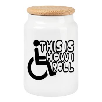 Voici comment je roule mon fauteuil roulant * - Boîte à biscuits avec couvercle en bois - blanc - Devant