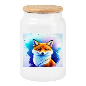 Renard féerique néon - Boîte à biscuits avec couvercle en bois - blanc - Devant