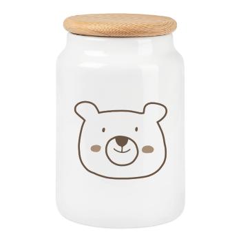 Dessin de traits en forme d’ours câlins - Boîte à biscuits avec couvercle en bois - blanc - Devant