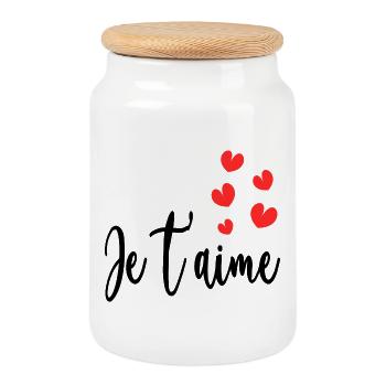 COEUR. COUPLE. JUST MARRIED. EVJF. SAINT VALENTIN. - Boîte à biscuits avec couvercle en bois - blanc - Devant