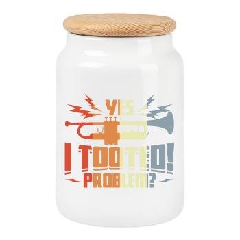 Quote Trumpeter - Cookie Jar with Wooden Lid - white - Front