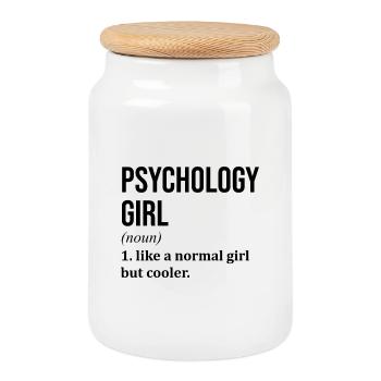 Psychology Girl Funny Saying - Cookie Jar with Wooden Lid - white - Front