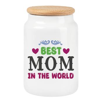 Beste Mutter der Welt - Keksdose mit Holzdeckel - Weiß - Vorne