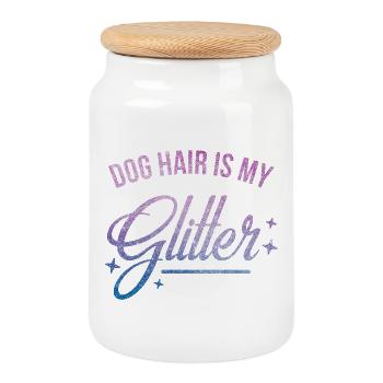 Hundehaare sind mein Glitzer - Keksdose mit Holzdeckel - Weiß - Vorne