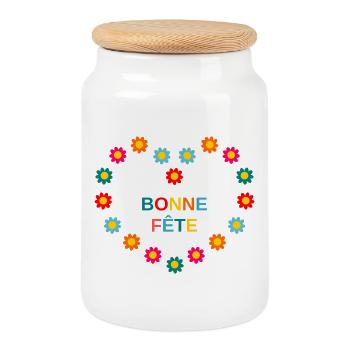 FÊTE - Boîte à biscuits avec couvercle en bois - blanc - Devant