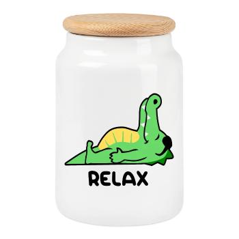 Crocodile relax - Boîte à biscuits avec couvercle en bois - blanc - Devant
