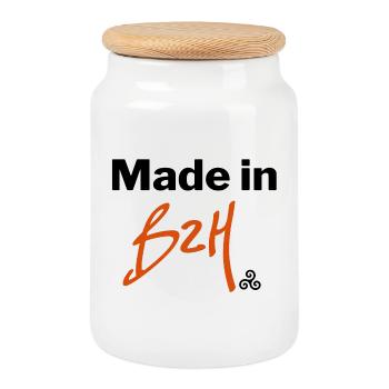 Made in BZH - Cookie Jar with Wooden Lid - white - Front