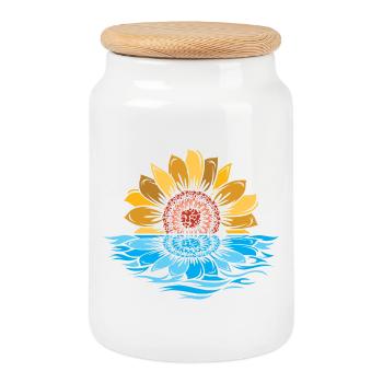 Tournesol, Mer, Coucher De Soleil, Fleurs, L’Eau - Boîte à biscuits avec couvercle en bois - blanc - Devant