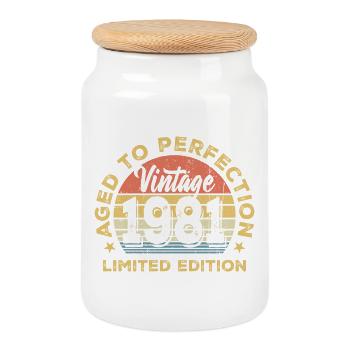 Millésime 1961 Edition Limitée - Boîte à biscuits avec couvercle en bois - blanc - Devant