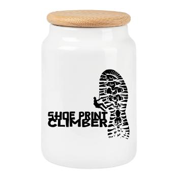 Shoe Print Climber [Schwarz] - Keksdose mit Holzdeckel - Weiß - Vorne