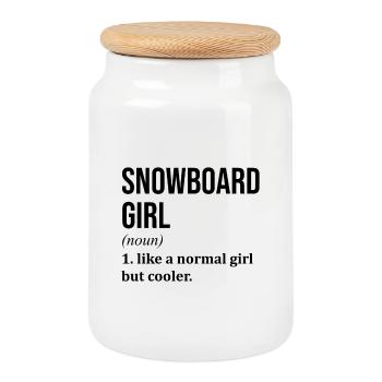 Snowboard - Keksdose mit Holzdeckel - Weiß - Vorne