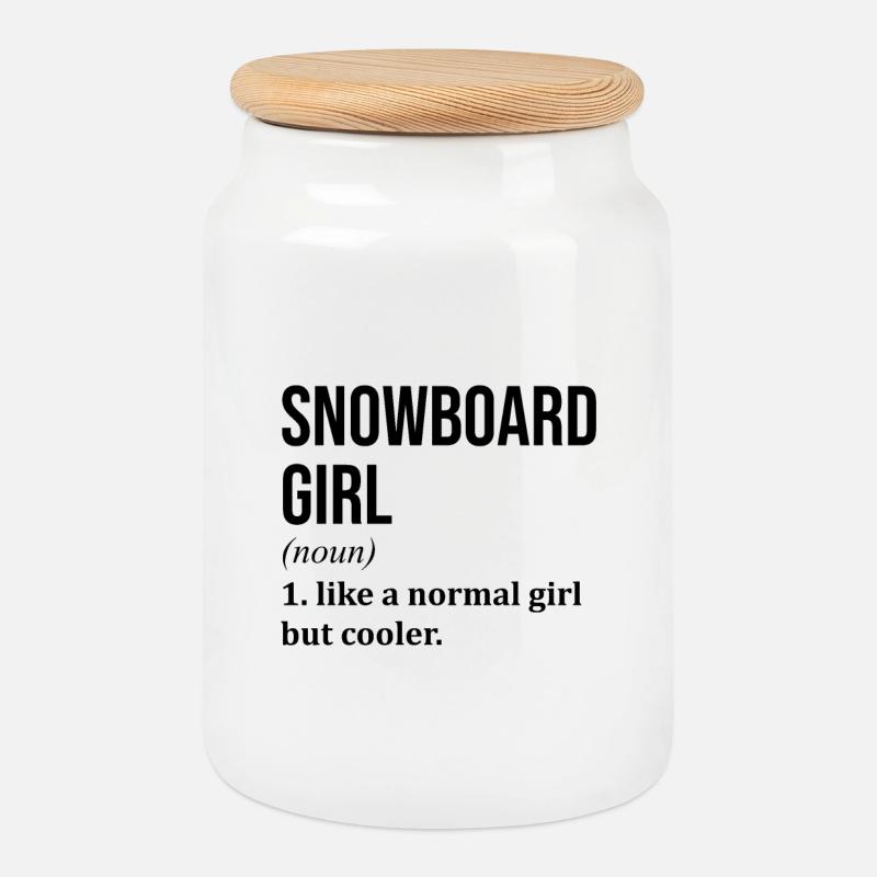 Snowboard - Keksdose mit Holzdeckel - Weiß