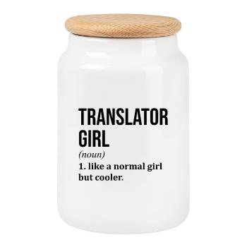 Translator - Boîte à biscuits avec couvercle en bois - blanc - Devant