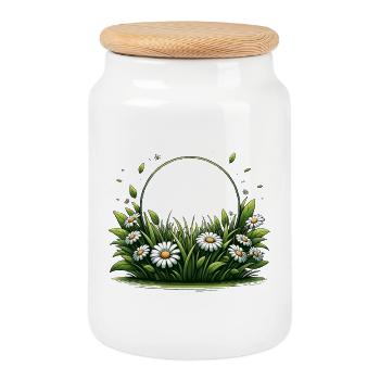 Let It Grow Meadow Daisy Spring Saying - Cookie Jar with Wooden Lid - white - Front