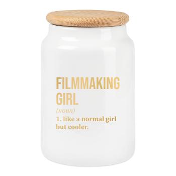 Cinéaste - Boîte à biscuits avec couvercle en bois - blanc - Devant