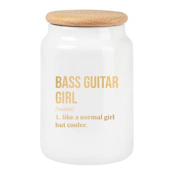 guitare basse - Boîte à biscuits avec couvercle en bois - blanc - Devant