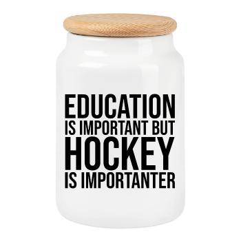 Hockey Hockey Hockey - Boîte à biscuits avec couvercle en bois - blanc - Devant