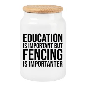 Fencing - Cookie Jar with Wooden Lid - white - Front