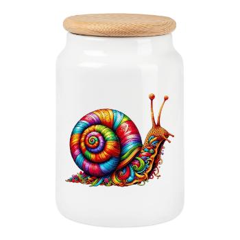 Snail - Cookie Jar with Wooden Lid - white - Front