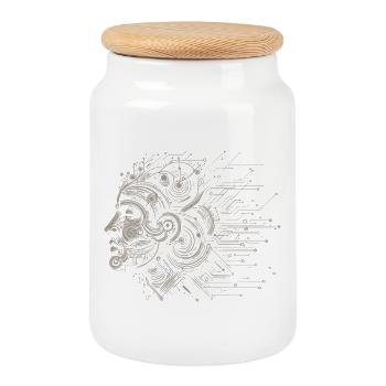 Cerveau dans la conception des circuits - Boîte à biscuits avec couvercle en bois - blanc - Devant