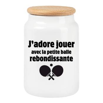 ping-pong, pongiste, tennis de table - Boîte à biscuits avec couvercle en bois - blanc - Devant