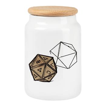 Cube RPG peint – Conception artistique des dés - Boîte à biscuits avec couvercle en bois - blanc - Devant