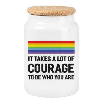 LGBTQ Pride Month – Es braucht viel Mut - Keksdose mit Holzdeckel - Weiß - Vorne