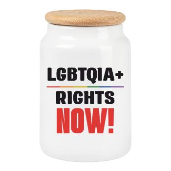 LGBT Pride Month - LGBTQIA+ Rechte! Jetzt! - Keksdose mit Holzdeckel - Weiß - Vorne