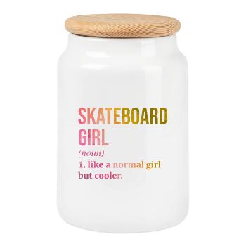 Skateboard Skateboard Skate - Boîte à biscuits avec couvercle en bois - blanc - Devant