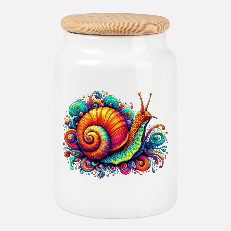 Schnecke - Keksdose mit Holzdeckel - Weiß