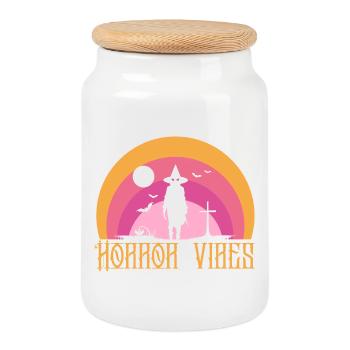 Horror Vibes Witch Silhouette Sunset - Cookie Jar with Wooden Lid - white - Front