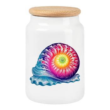 Escargot coloré astucieux aux couleurs vives - Boîte à biscuits avec couvercle en bois - blanc - Devant
