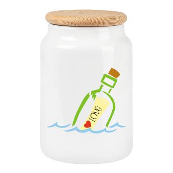 A bottle in the sea - Cookie Jar with Wooden Lid - white - Front