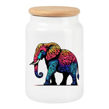 Elefant - Keksdose mit Holzdeckel - Weiß - Vorne