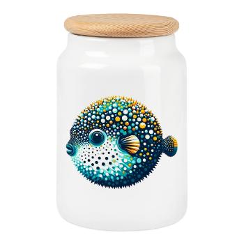 Blowfish - Boîte à biscuits avec couvercle en bois - blanc - Devant