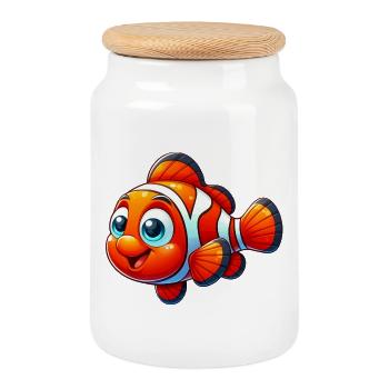 Clownfish - Cookie Jar with Wooden Lid - white - Front