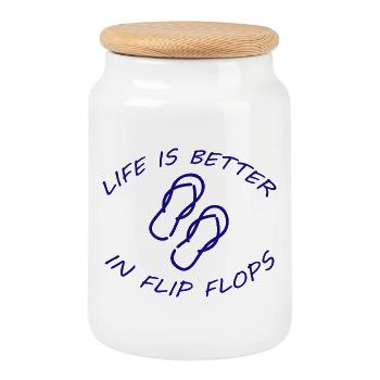 LIFE IS BETTER IN FLIP FLOPS - Keksdose mit Holzdeckel - Weiß - Vorne