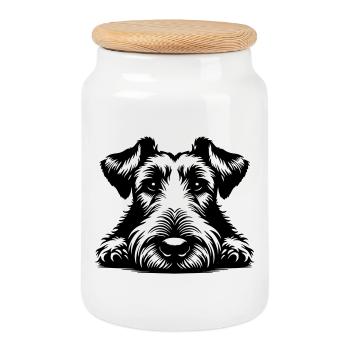 Irish Terrier Head with Paws - Cookie Jar with Wooden Lid - white - Front